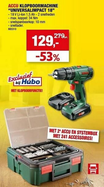 Hubo Bosch accu klopboormachine universalimpact 18 aanbieding