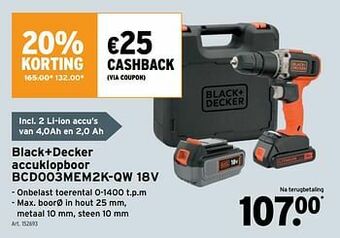 GAMMA Black+decker accuklopboor bcd003mem2k-qw 18v aanbieding