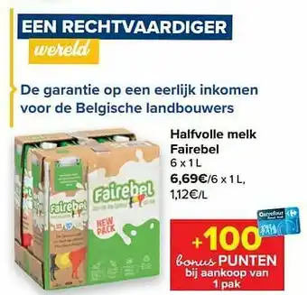 Carrefour Halfvolle melk fairebel aanbieding