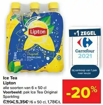 Carrefour Pak ice tea original sparkling aanbieding