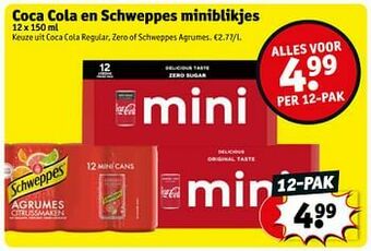 Kruidvat Coca cola en schweppes miniblikjes aanbieding
