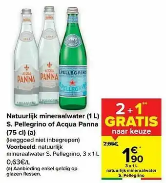 Carrefour Natuurlijk mineraalwater s. pellegrino aanbieding