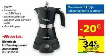 Carrefour Ariete elektrisch koffiezetapparaat ari1358-01 aanbieding
