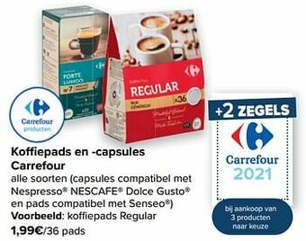Carrefour Koffiepads regular aanbieding