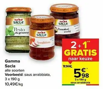 Carrefour Sacla saus arrabbiata aanbieding