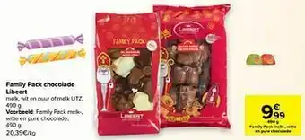 Carrefour Libeert family pack melk-, witte en pure chocolade aanbieding