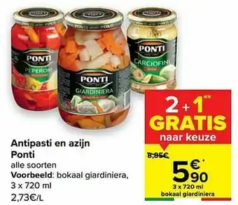 Carrefour Ponti bokaal giardiniera aanbieding