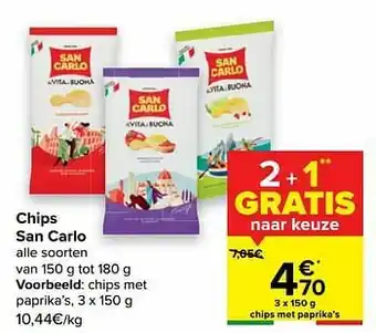 Carrefour San carlo chips met paprika’s aanbieding