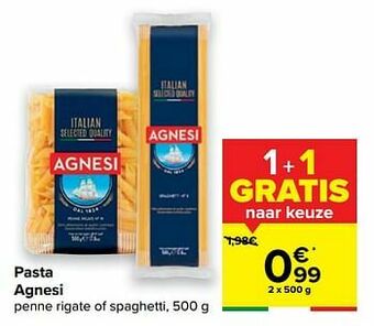 Carrefour Pasta agnesi penne rigate of spaghetti aanbieding