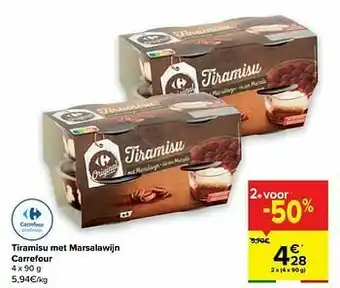 Carrefour Tiramisu met marsalawijn carrefour aanbieding