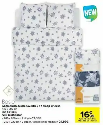 Carrefour Microplush dekbedovertrek + 1 sloop checks aanbieding