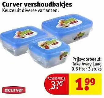 Kruidvat Curver vershoudbakjes take away laag aanbieding