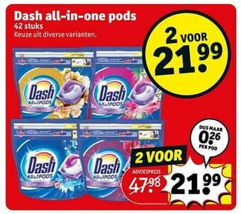 Kruidvat Dash all-in-one pods aanbieding