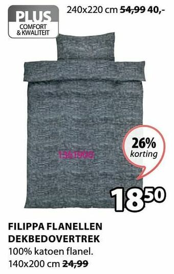 Jysk Filippa flanellen dekbedovertrek aanbieding