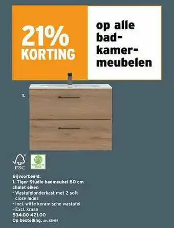 Tiger studio badmeubel chalet eiken