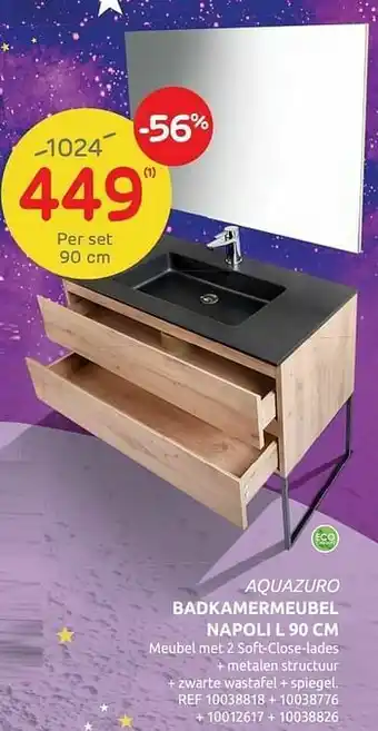 Brico Aquazuro badkamermeubel napoli l 90 cm aanbieding