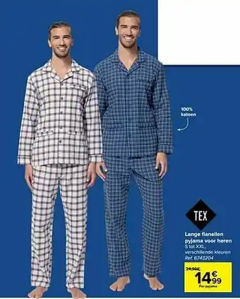 Carrefour Lange flanellen pyjama voor heren aanbieding