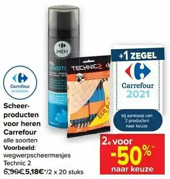 Carrefour Wegwerpscheermesjes technic 2 aanbieding