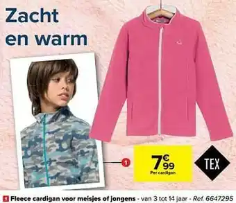 Carrefour Fleece cardigan voor meisjes of jongens aanbieding