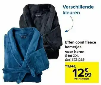 Carrefour Effen coral fleece kamerjas voor heren aanbieding