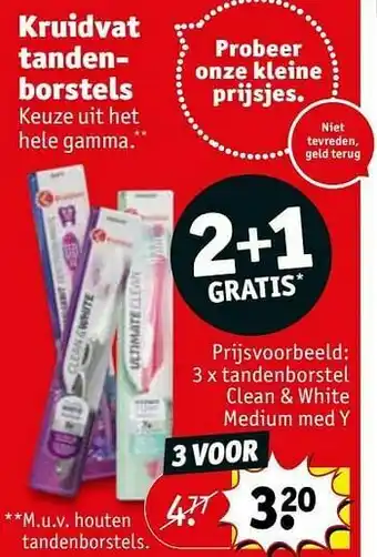 Kruidvat Tandenborstel clean + white medium med y aanbieding