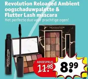 Kruidvat Revolution reloaded ambient oogschaduwpalette + flutter lash mascara aanbieding