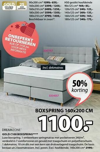 Jysk Gold c100 boxspring aanbieding