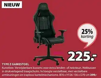 Jysk Type z gamestoel aanbieding