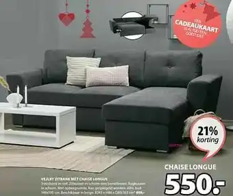Jysk Vejlby zitbank met chaise longue aanbieding