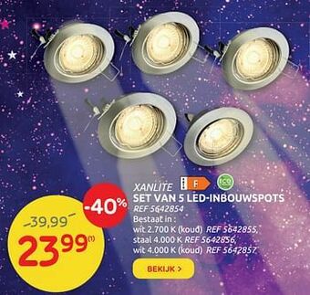 Brico Set van 5 led-inbouwspots aanbieding
