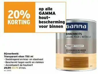 GAMMA Transparant eiken aanbieding
