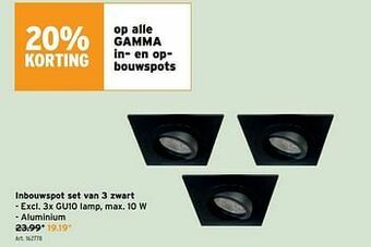 GAMMA Inbouwspot set van 3 zwart aanbieding
