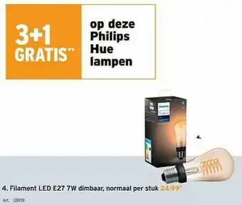GAMMA Filament led e27 7w dimbaar aanbieding