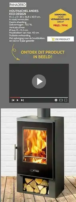 Brico Houtkachel andes eco design aanbieding