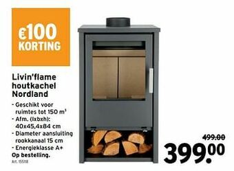GAMMA Livin’flame houtkachel nordland aanbieding