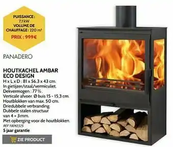Brico Houtkachel ambar eco design aanbieding