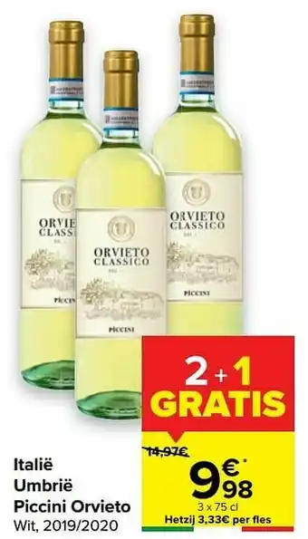 Carrefour Italië umbrië piccini orvieto wit, 2019-2020 aanbieding