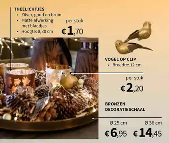 Horta Theelichtjes, Vogel Op Clip, Bronzen Decoratieschaal aanbieding