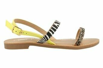 Berca Shoes Only Sandaal Plat Dames Trend Dierenprint - Geel aanbieding