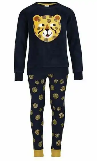 HEMA HEMA Kinderpyjama Fleece Cheetah Donkerblauw (donkerblauw) aanbieding
