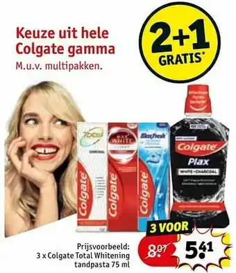 Kruidvat Colgate total whitening tandpasta aanbieding