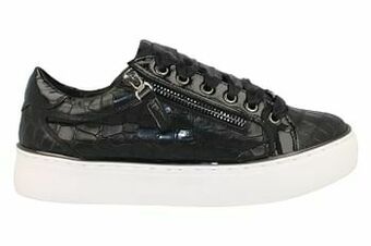 Berca Shoes Nathan Sport Sneaker Laag Dames Volledig Leder Extra Veters - Zwart aanbieding