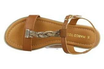 Berca Shoes Marco Tozzi Sandaal Plat Dames - Cognac aanbieding