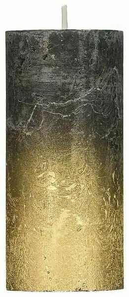 HEMA HEMA Rustieke Kaars Ø5x11 Donkergroen/goud (donkergroen) aanbieding