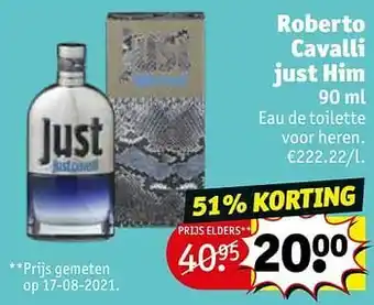 Kruidvat Roberto cavalli just him eau de toilette voor heren aanbieding
