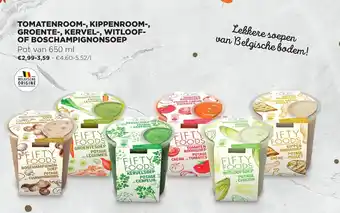 Jumbo Tomatenroom-, kippenroom-, groente-, kervel-, witloof- of boschampignonsoep 650 ml aanbieding