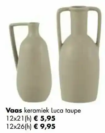 Multi bazar Vaas keramiek luca taupe aanbieding