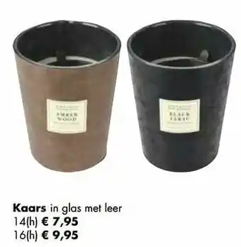 Multi bazar Kaars in glas met leer aanbieding