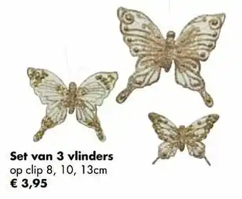 Multi bazar Set van 3 vlinders op clip aanbieding