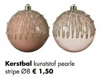 Multi bazar Kerstbal kunststof pearle stripe aanbieding